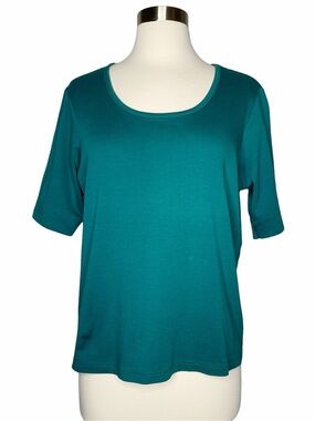 LL Bean Green Supima Cotton T Shirt Size L Tee Top 277964 Peru Preppy Women's